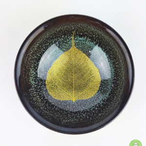 Піала "Золотий лист" (Темна з бірюзою)