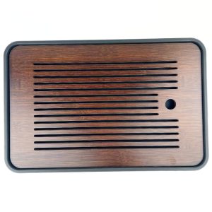 Чабань бамбукова для чайної церемонії з пластиковим піддоном (Темне дерево) 37*24 см