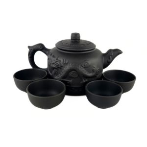 Чайний набір "Чорний Дракон" глиняний чайник та 6 піал