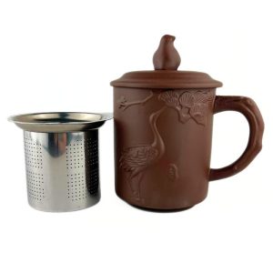 Чашка для заварювання «Шляхетний Журавель» з ісинської глини ситом та кришкою 400 мл