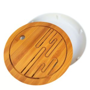 Кругла чабань із бамбука, білий піддон