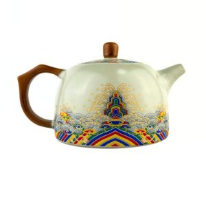 Чайник керамічний з водяним замком та орнаментом «Гори та хвилі» 200 мл