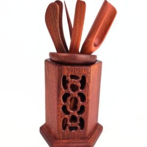 Набір чайних інструментів з бамбуку в коричневому кольорі