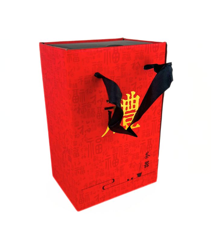 Чайний набір керамічний червоний (чайник + 2 піали) у подарунковій коробці - Зображення 2