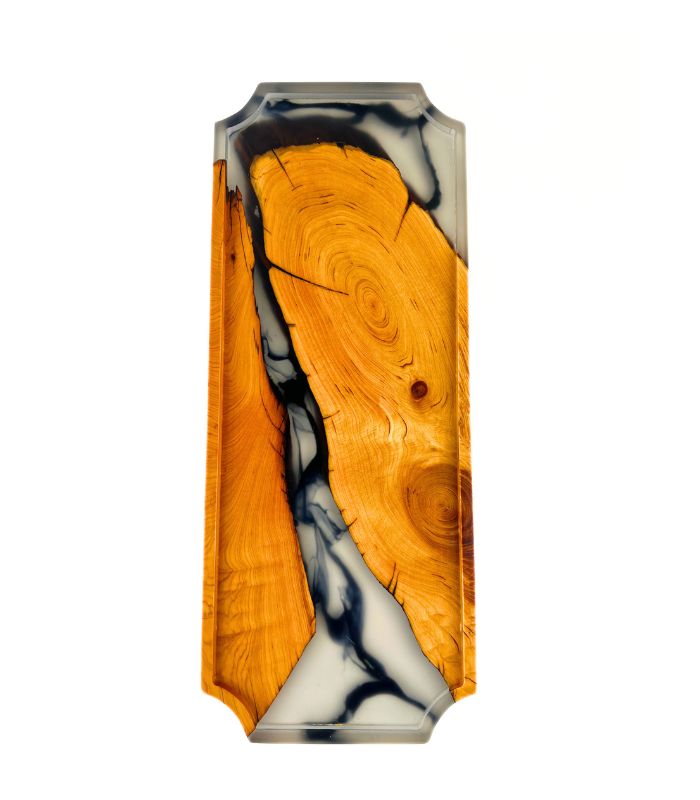 Чайна дошка (Чабань) з натурального дерева та епоксидної смоли прямокутна - Зображення 3