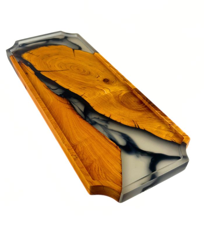 Чайна дошка (Чабань) з натурального дерева та епоксидної смоли прямокутна - Зображення 4