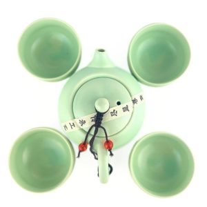 Набір для чайної церемонії Сі Ши дорожній на 4 персони, Бірюзовий колір