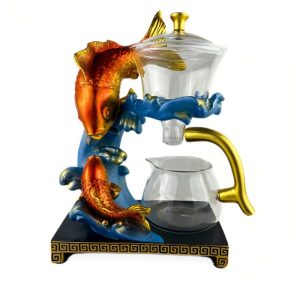 Магнітний заварник для чаю «Два коропа» скляний золотий